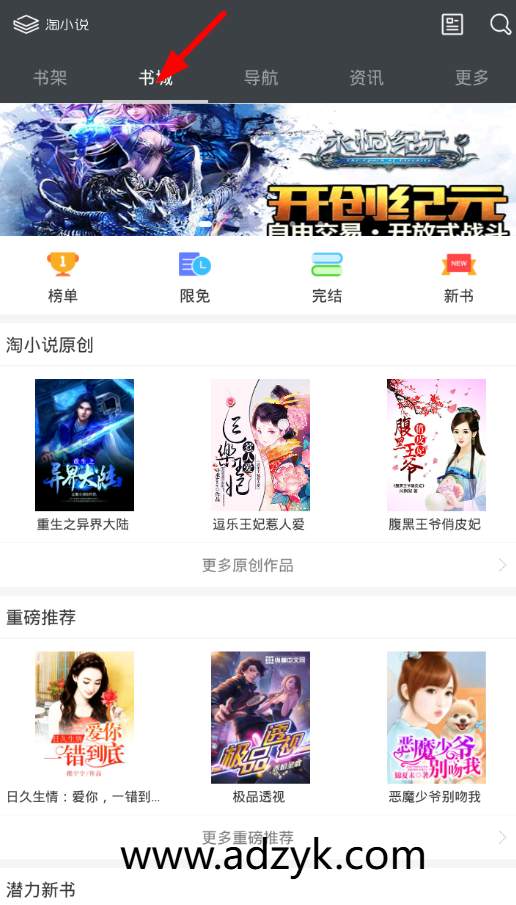 手机端 淘小说  小说免费畅读 去广告纯净版