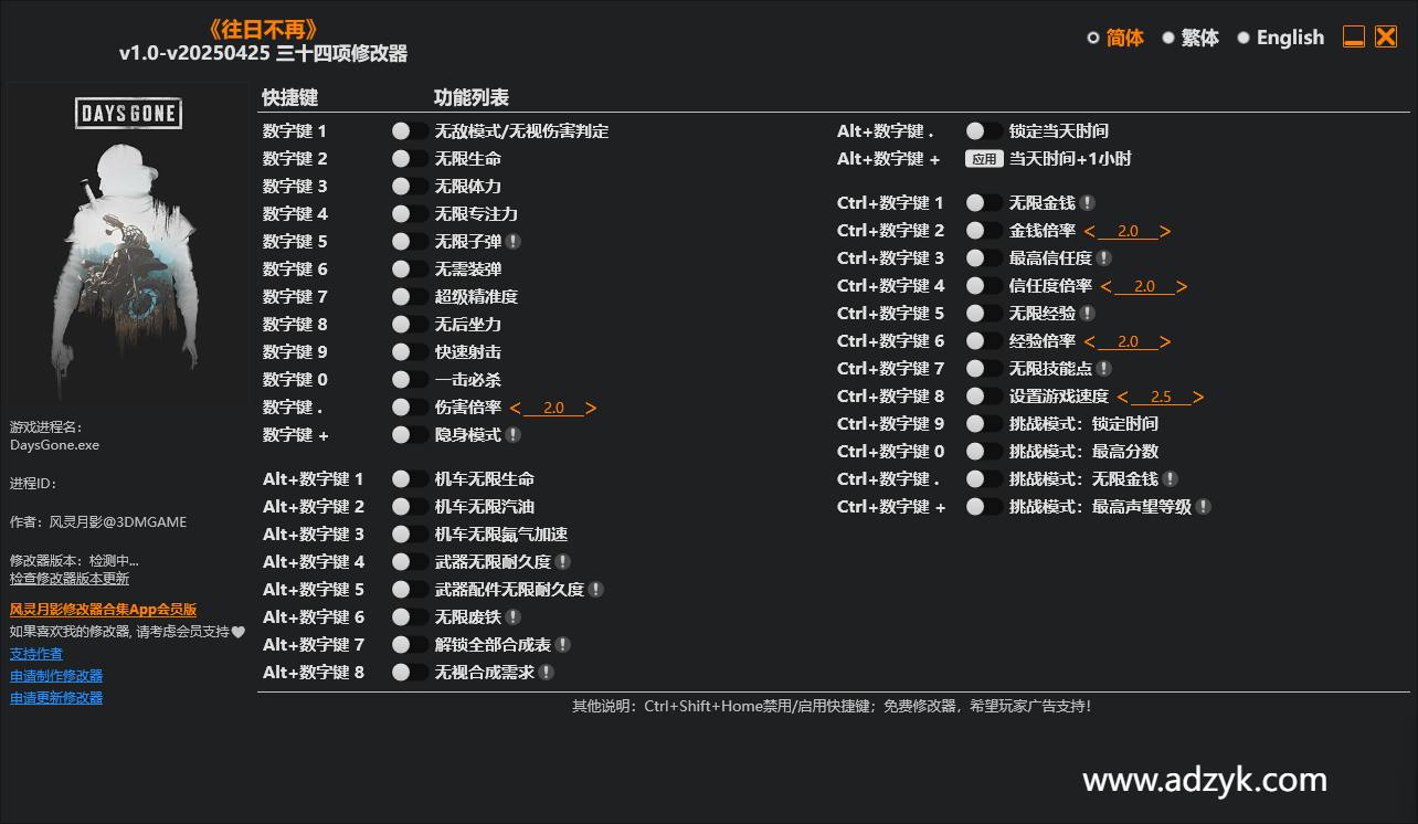 pc游戏 往日不再 修改器  